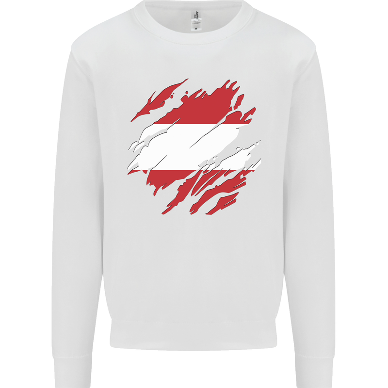 Torn Austria Flag Austrian Day Football Kids Sweatshirt Jumper White