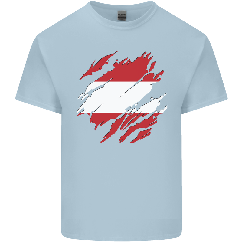 Torn Austria Flag Austrian Day Football Kids T-Shirt Childrens Light Blue
