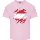 Torn Austria Flag Austrian Day Football Kids T-Shirt Childrens Light Pink