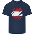 Torn Austria Flag Austrian Day Football Kids T-Shirt Childrens Navy Blue