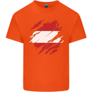 Torn Austria Flag Austrian Day Football Kids T-Shirt Childrens Orange