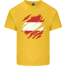 Torn Austria Flag Austrian Day Football Kids T-Shirt Childrens Yellow