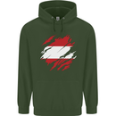 Torn Austria Flag Austrian Day Football Mens 80% Cotton Hoodie Forest Green