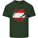 Torn Austria Flag Austrian Day Football Mens Cotton T-Shirt Tee Top Forest Green