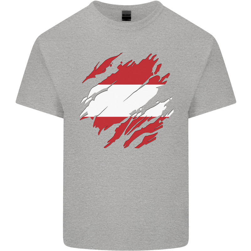 Torn Austria Flag Austrian Day Football Mens Cotton T-Shirt Tee Top Sports Grey