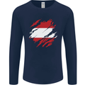 Torn Austria Flag Austrian Day Football Mens Long Sleeve T-Shirt Navy Blue