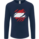 Torn Austria Flag Austrian Day Football Mens Long Sleeve T-Shirt Navy Blue