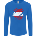 Torn Austria Flag Austrian Day Football Mens Long Sleeve T-Shirt Royal Blue
