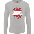 Torn Austria Flag Austrian Day Football Mens Long Sleeve T-Shirt Sports Grey