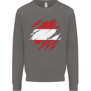Torn Austria Flag Austrian Day Football Mens Sweatshirt Jumper Charcoal