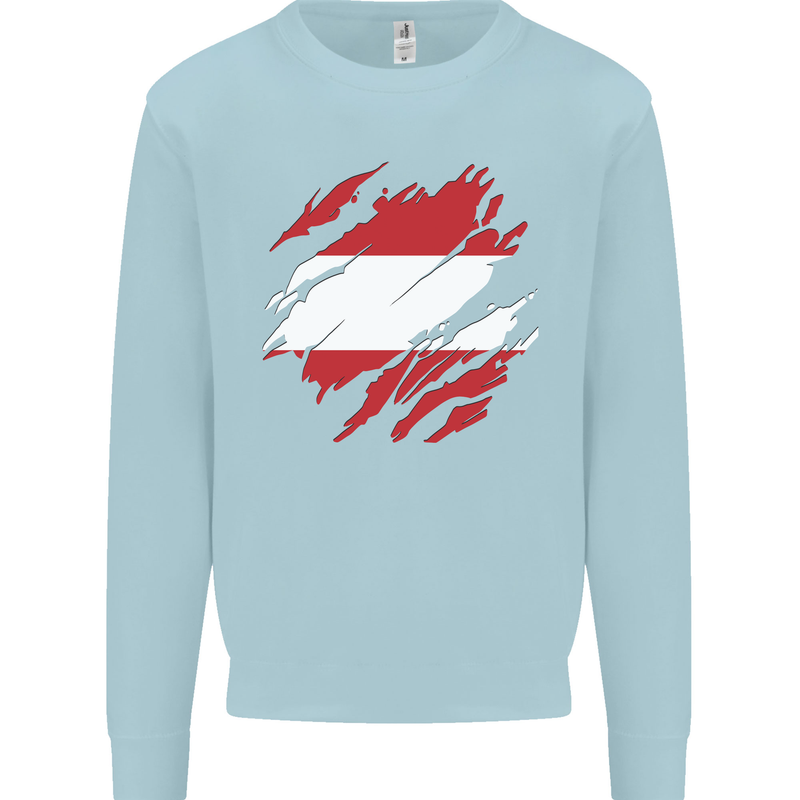 Torn Austria Flag Austrian Day Football Mens Sweatshirt Jumper Light Blue