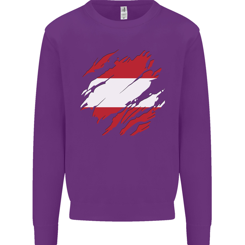 Torn Austria Flag Austrian Day Football Mens Sweatshirt Jumper Purple
