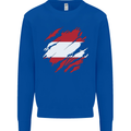 Torn Austria Flag Austrian Day Football Mens Sweatshirt Jumper Royal Blue