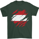 Torn Austria Flag Austrian Day Football Mens T-Shirt 100% Cotton Forest Green