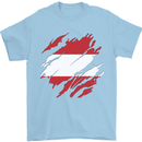 Torn Austria Flag Austrian Day Football Mens T-Shirt 100% Cotton Light Blue