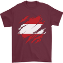 Torn Austria Flag Austrian Day Football Mens T-Shirt 100% Cotton Maroon