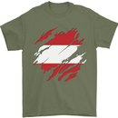 Torn Austria Flag Austrian Day Football Mens T-Shirt 100% Cotton Military Green