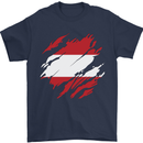Torn Austria Flag Austrian Day Football Mens T-Shirt 100% Cotton Navy Blue