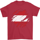 Torn Austria Flag Austrian Day Football Mens T-Shirt 100% Cotton Red