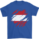 Torn Austria Flag Austrian Day Football Mens T-Shirt 100% Cotton Royal Blue