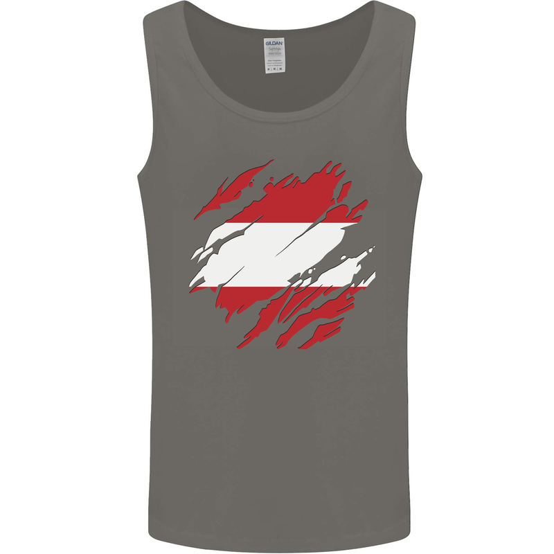Torn Austria Flag Austrian Day Football Mens Vest Tank Top Charcoal