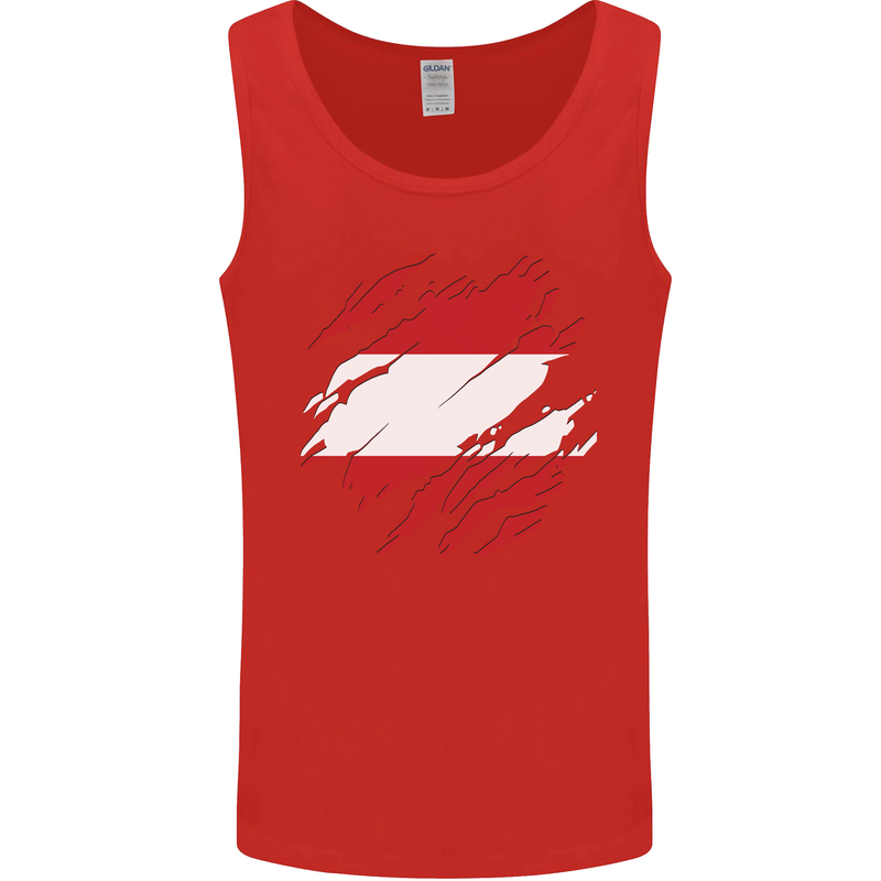 Torn Austria Flag Austrian Day Football Mens Vest Tank Top Red