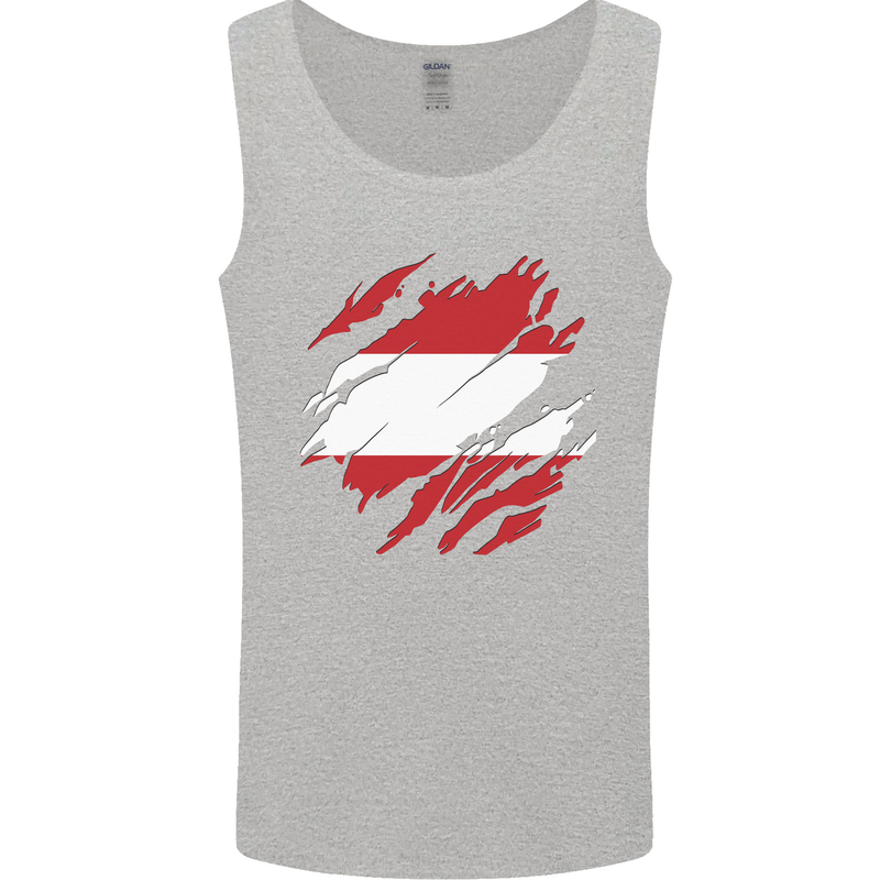 Torn Austria Flag Austrian Day Football Mens Vest Tank Top Sports Grey