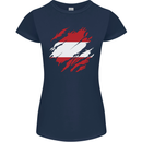 Torn Austria Flag Austrian Day Football Womens Petite Cut T-Shirt Navy Blue