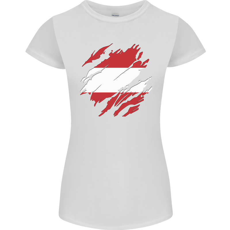 Torn Austria Flag Austrian Day Football Womens Petite Cut T-Shirt White