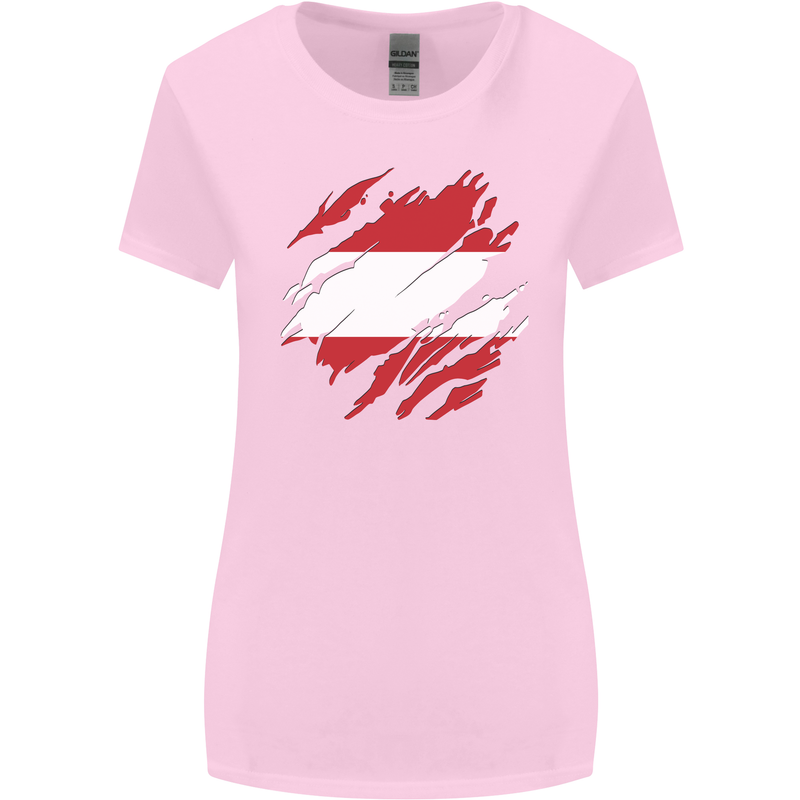 Torn Austria Flag Austrian Day Football Womens Wider Cut T-Shirt Light Pink