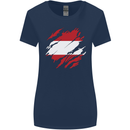 Torn Austria Flag Austrian Day Football Womens Wider Cut T-Shirt Navy Blue
