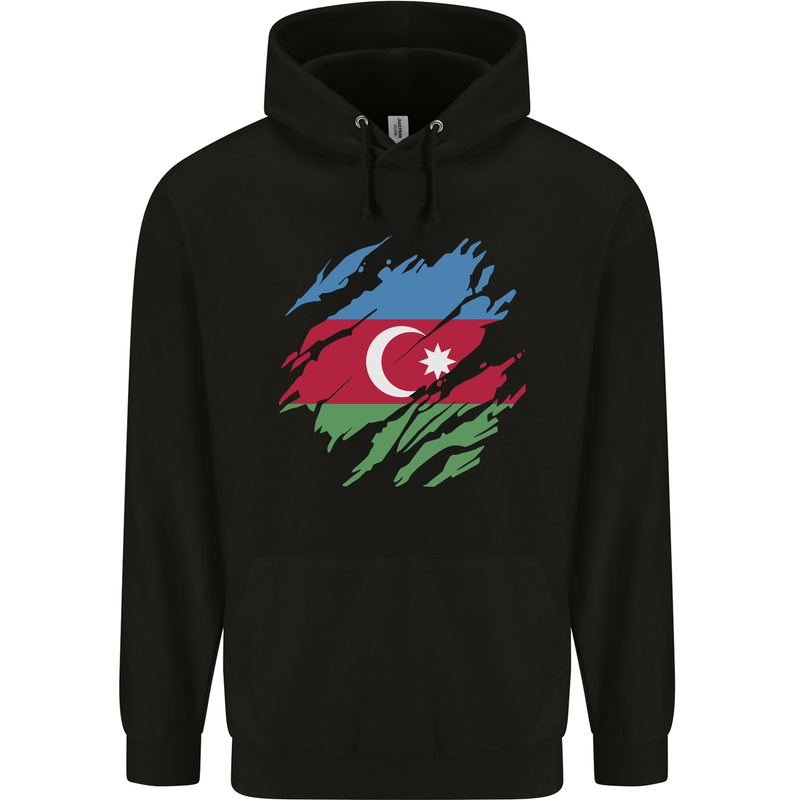 Torn Azerbaijan Flag Azerbaijani Day Football Childrens Kids Hoodie Black