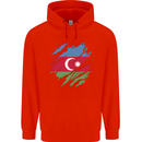 Torn Azerbaijan Flag Azerbaijani Day Football Childrens Kids Hoodie Bright Red