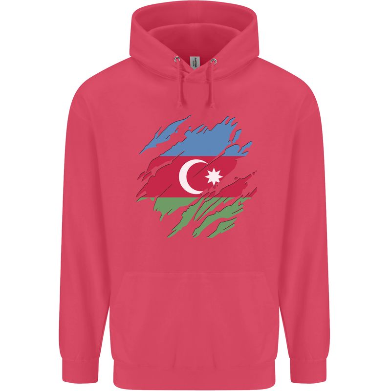 Torn Azerbaijan Flag Azerbaijani Day Football Childrens Kids Hoodie Heliconia