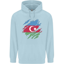 Torn Azerbaijan Flag Azerbaijani Day Football Childrens Kids Hoodie Light Blue