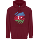 Torn Azerbaijan Flag Azerbaijani Day Football Childrens Kids Hoodie Maroon