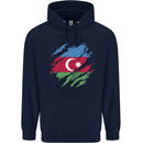 Torn Azerbaijan Flag Azerbaijani Day Football Childrens Kids Hoodie Navy Blue