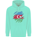 Torn Azerbaijan Flag Azerbaijani Day Football Childrens Kids Hoodie Peppermint