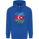Torn Azerbaijan Flag Azerbaijani Day Football Childrens Kids Hoodie Royal Blue