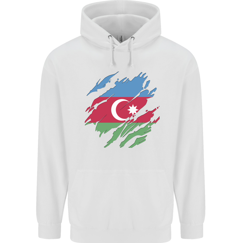 Torn Azerbaijan Flag Azerbaijani Day Football Childrens Kids Hoodie White