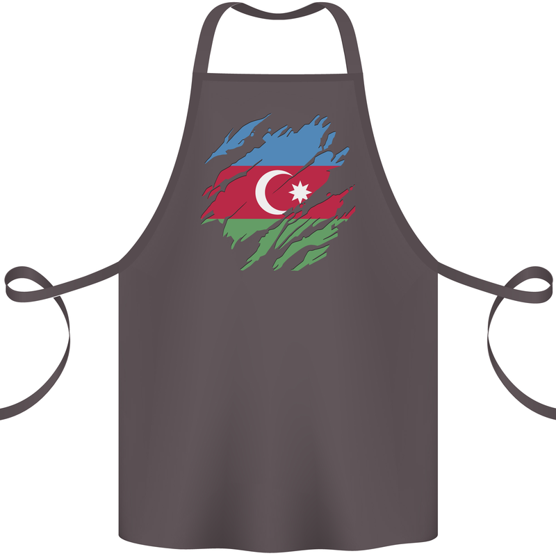 Torn Azerbaijan Flag Azerbaijani Day Football Cotton Apron 100% Organic Dark Grey