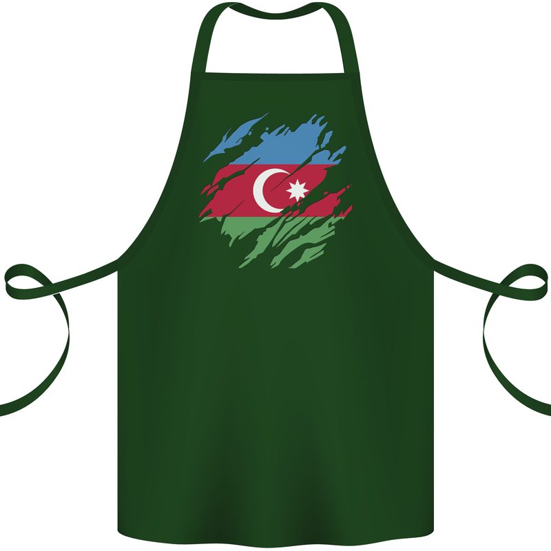 Torn Azerbaijan Flag Azerbaijani Day Football Cotton Apron 100% Organic Forest Green