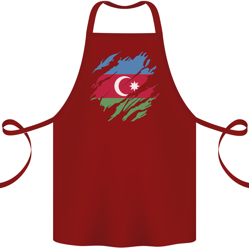 Torn Azerbaijan Flag Azerbaijani Day Football Cotton Apron 100% Organic Maroon