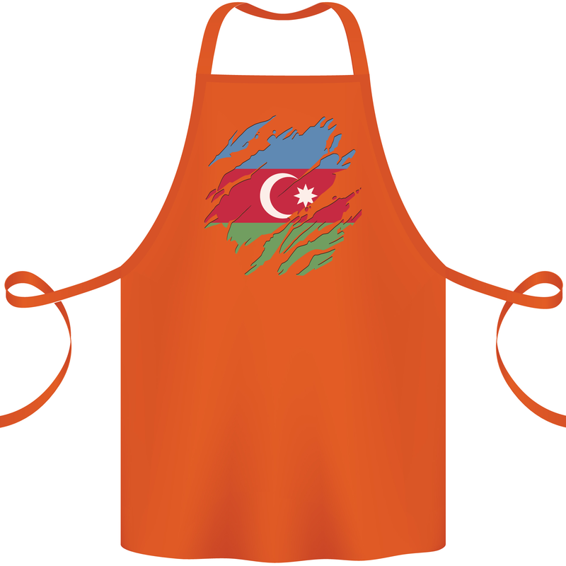 Torn Azerbaijan Flag Azerbaijani Day Football Cotton Apron 100% Organic Orange