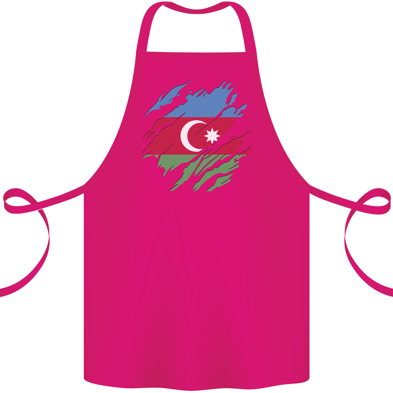 Torn Azerbaijan Flag Azerbaijani Day Football Cotton Apron 100% Organic Pink