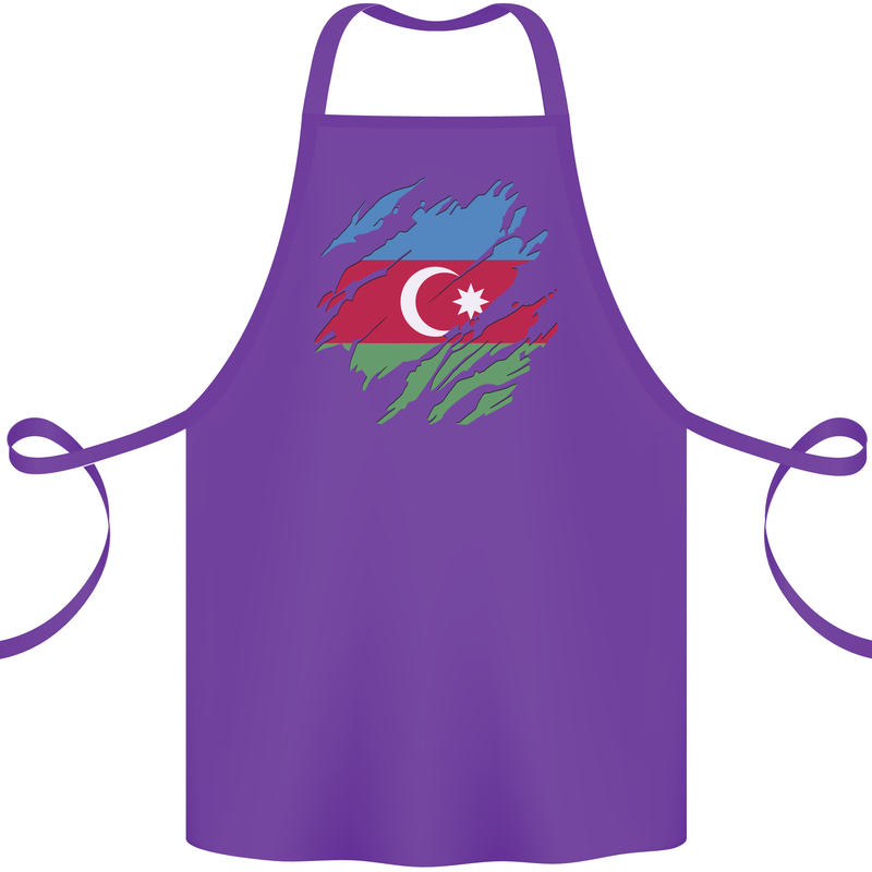 Torn Azerbaijan Flag Azerbaijani Day Football Cotton Apron 100% Organic Purple
