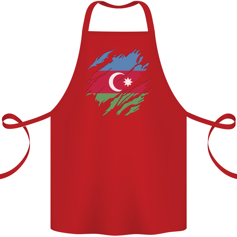 Torn Azerbaijan Flag Azerbaijani Day Football Cotton Apron 100% Organic Red