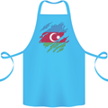 Torn Azerbaijan Flag Azerbaijani Day Football Cotton Apron 100% Organic Turquoise