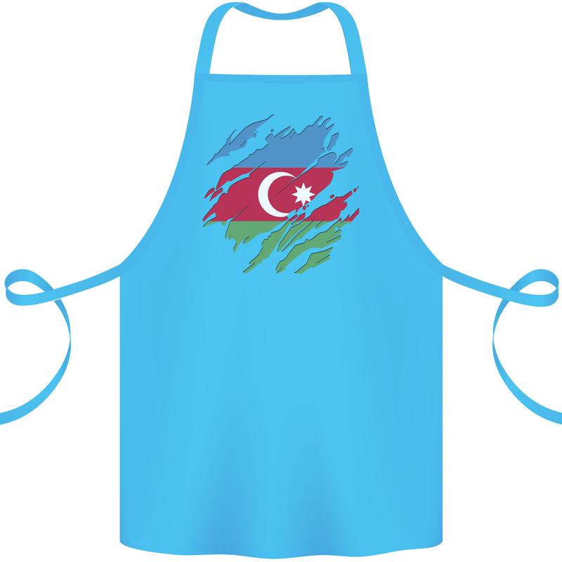 Torn Azerbaijan Flag Azerbaijani Day Football Cotton Apron 100% Organic Turquoise
