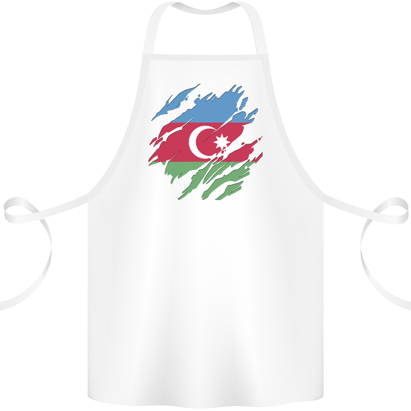 Torn Azerbaijan Flag Azerbaijani Day Football Cotton Apron 100% Organic White